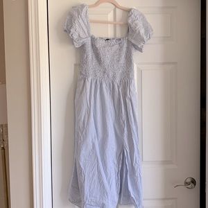 NWOT J. CREW smocked striped midi dress